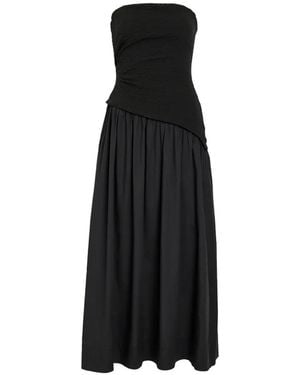 STAUD Nia Panelled Asymmetric Dress - Black