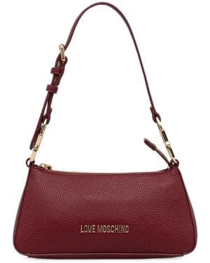 Love Moschino Logo-Plaque Pebbled Tote Bag - Purple