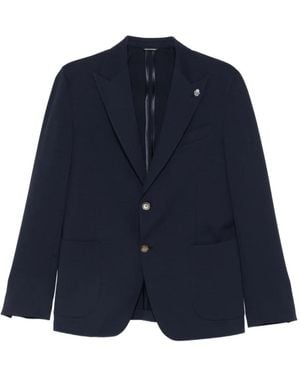 Daniele Alessandrini Peak-Lapel Patch-Pockets Blazer - Blue