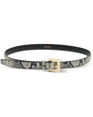 Anine Bing Nicola Buckle Leather Belt - White
