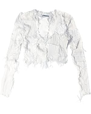 Borbala Crew-Neck Ruffled Top - White