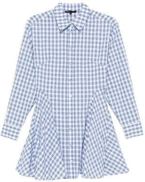 Maje Check-Pattern Mini Dress - Blue