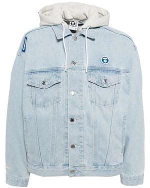 Aape By A Bathing Ape Logo-Patch Hooded Jacket - Blue