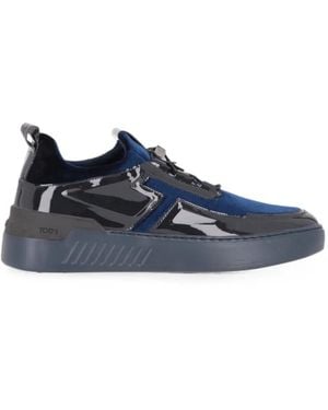 Tod's Patent-Leather Velvet Trainers - Blue