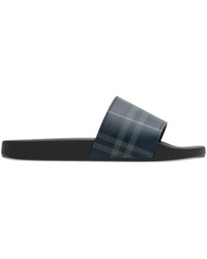 Burberry Check Print Slides - White