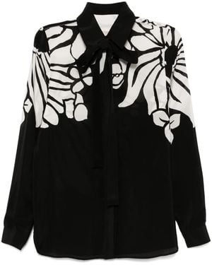 Elie Saab Seidenhemd Mit Print - Schwarz