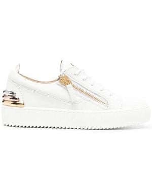 Giuseppe Zanotti Zip-Details Leather Trainers - White