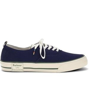 Barbour X Paul Smith Lace-Up Embroidery Trainers - Blue