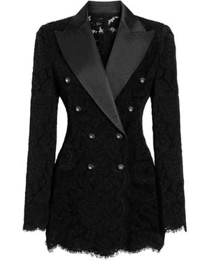 Dolce & Gabbana Lace Double-breasted Blazer Jacket - Black