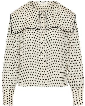 FRAME Fleet Polka-Dot Silk Blouse - White