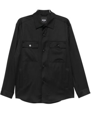BOSS Virgin Wool Flap-Pocket Jacket - Black