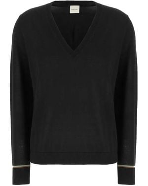 Paul Smith V-Neck Striped-Trim Sweater - Black