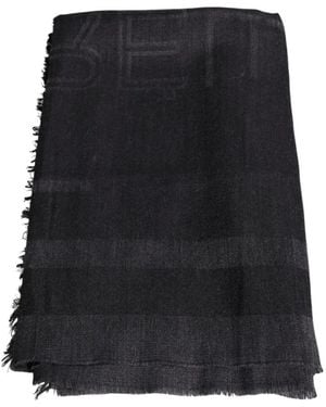 Gianfranco Ferré Logo-Patterned Fringed Scarf - Black