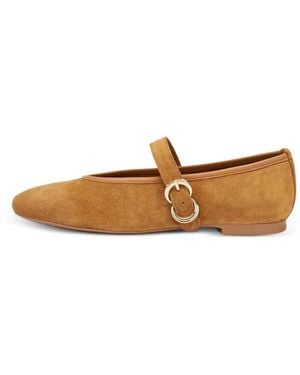 Frau Etched Ballerinas Aus Wildleder Mit Schnallenverschluss - Weiß
