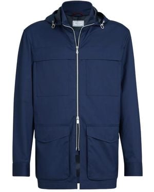 Brunello Cucinelli Detachable-Hood Safari Jacket - Blue
