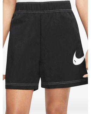 Nike Swoosh High-Waisted Loose Shorts - Black