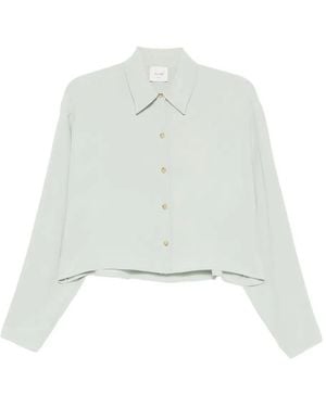 Alysi Button-Front Silk Blouse - White