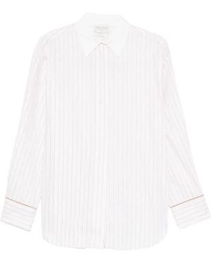 forte_forte Pinstripe-Pattern Long-Sleeve Shirt - White