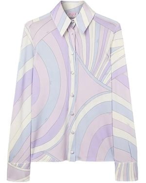 PUCCI Iride-Print Satin Jersey Shirt - Purple