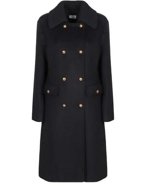 P.A.R.O.S.H. Double-Breasted Removable-Collar Coat - Black