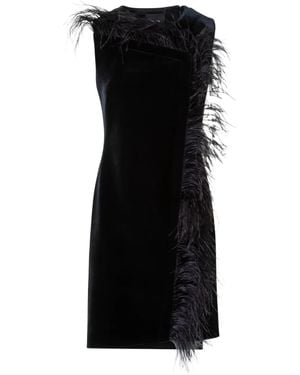 Akris Vestido Con Ribete De Plumas - Negro