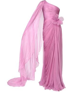 IRIS SERBAN Pleated One-Shoulder Maxi Dress - Pink