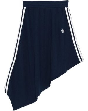 adidas Waffle-Texture Asymmetric Midi Skirt - Blue