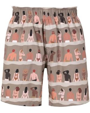 Amir Slama Graphic-Print Shorts - Brown