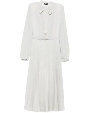 Tom Ford Polka-Dot Pleated Maxi Dress - White