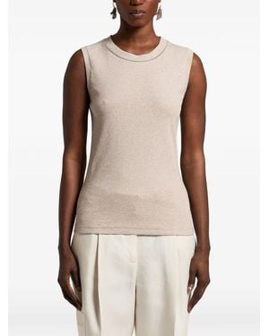 Peserico Ribbed Trim Top - Natural