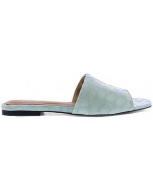 Toral Shoes Croc-Effect Leather Flat Sandals - White