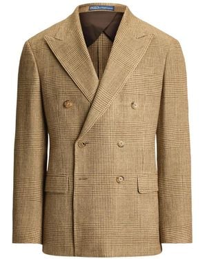 Polo Ralph Lauren Glen Plaid Double-Breasted Blazer - Natural