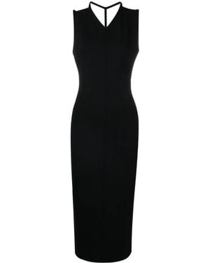 KHAITE Terri Long Dress With V-Neck - Black