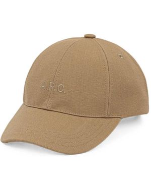 A.P.C. Baseballkappe Mit Logo-Stickerei - Natur
