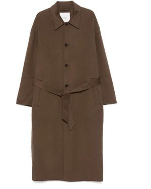 Nanushka Wool-Silk Oversized Belted Coat - Brown