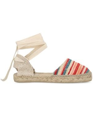 Manebí Striped Tie Flat Espadrilles - Pink