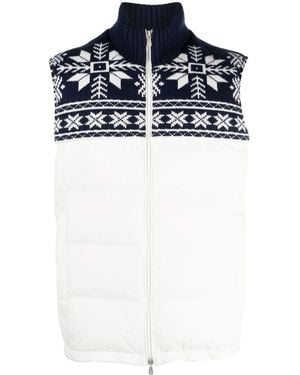 Brunello Cucinelli Fair Isle Paneled Gilet - Blue
