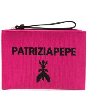 Patrizia Pepe Small Logo-Jacquard Clutch Bag - Pink