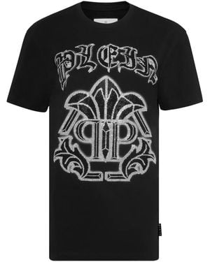 Philipp Plein Gothic Plein Cotton T-Shirt - Black