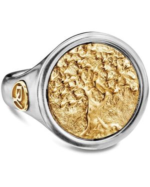 David Yurman 18Kt And Sterling Life And Death Duality Signet Ring (20Mm) - Metallic