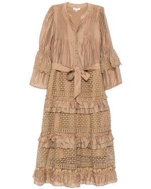 Paperlace Robe Courte Volantée - Natural