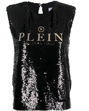 Philipp Plein Sequin-Embellished Sleeveless Blouse - Black
