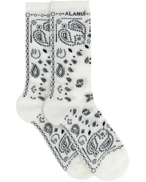 Alanui Bandana Jacquard-Knit Socks - White