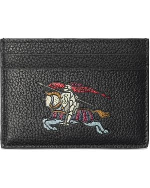Burberry Equestrian-Knight Calf-Leather Cardholder - Black
