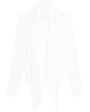 Helmut Lang Scarf-Detail Silk Blouse - White