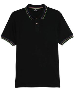 Paul Smith Striped Collar Polo Shirt - Black
