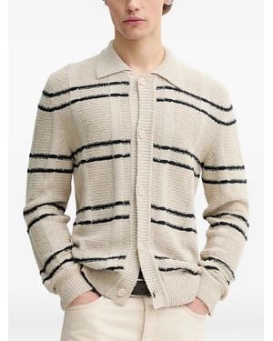 Marc O' Polo Striped Buttoned Cardigan - Natural