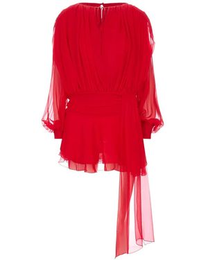 GIUSEPPE DI MORABITO Draped Asymmetric-Hem Mini Dress - Red