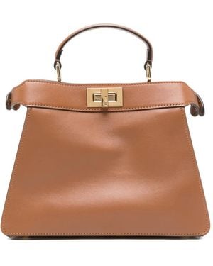 Fendi Small Peekaboo Iseeu Leather Tote Bag - Brown