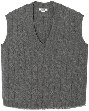 RE/DONE Cable-Knit Cashmere Vest - Gray